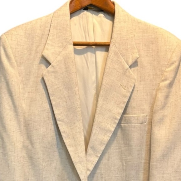 Farah Sport Coat Cream / Natural Size 42 L Two Button Woven Off White Sport Coat - Picture 10 of 12